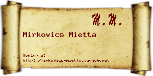 Mirkovics Mietta névjegykártya